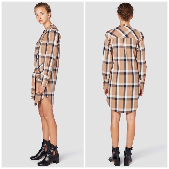nwt 10 crosby derek lam tie waist flannel dress - Picture 10 of 10